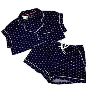 Tommy Hilfiger 2 Piece Shorts PJ Pajama Set Hearts